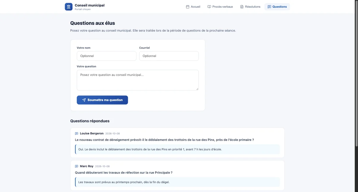 Questions aux élus