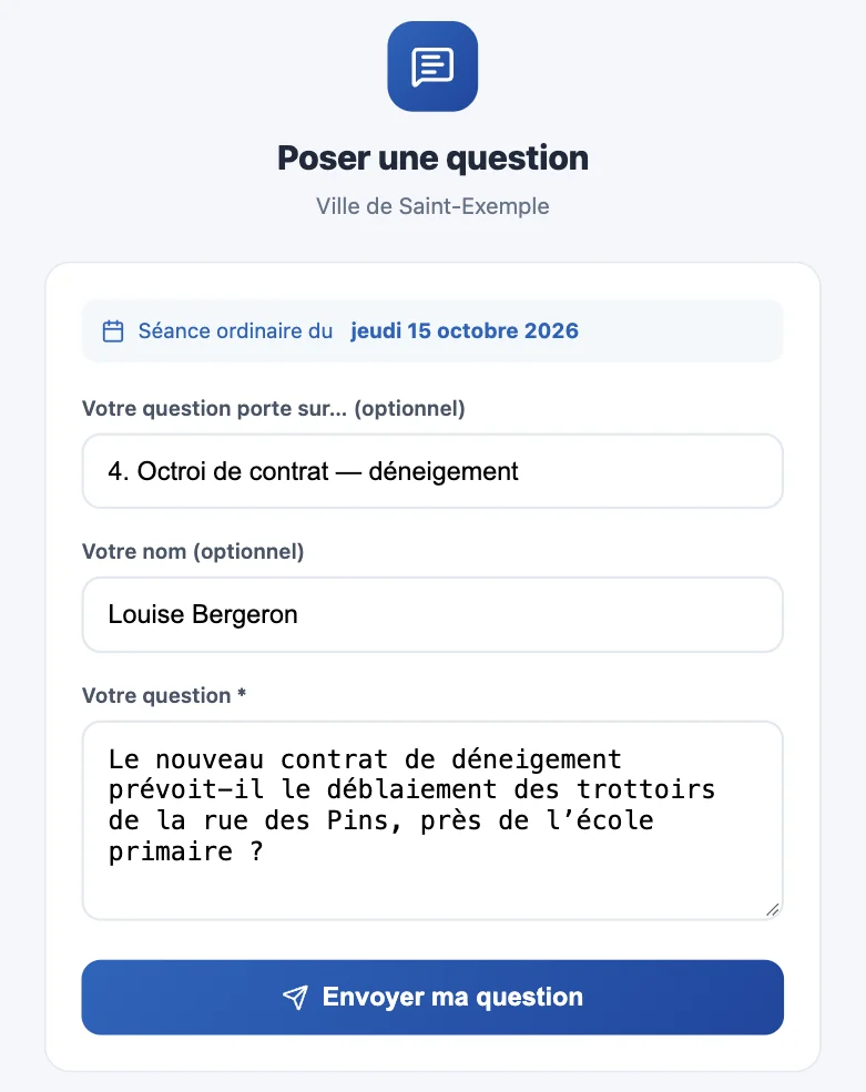 Page Poser une question