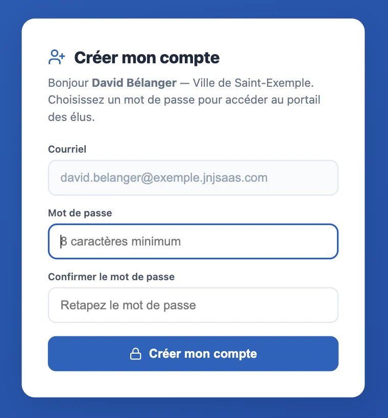 Page Créer mon compte