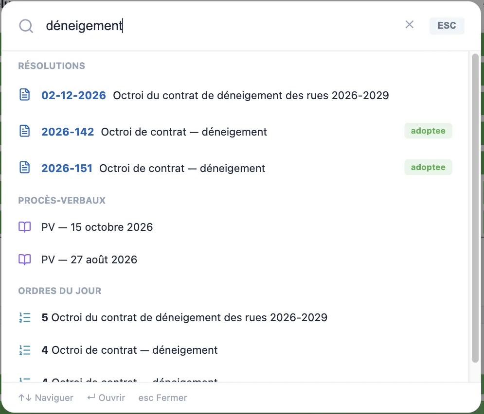 Recherche globale : déneigement