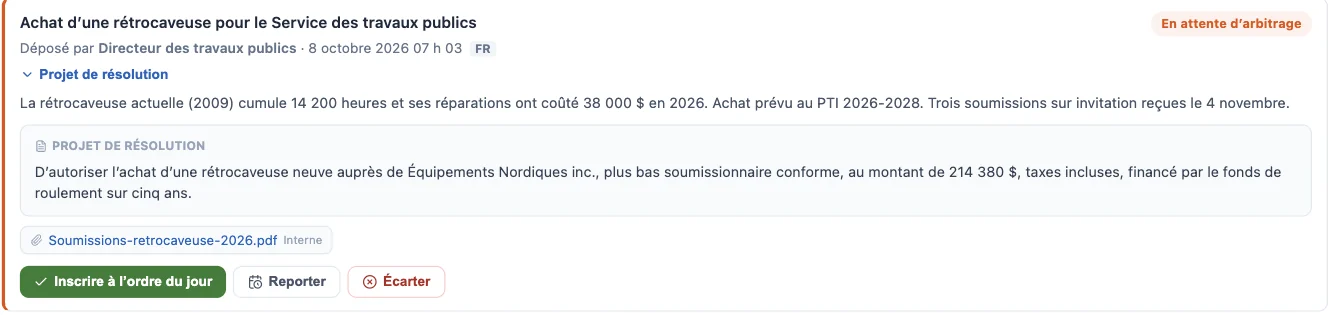 Dépôt déplié : contexte, projet de résolution et pièce jointe
