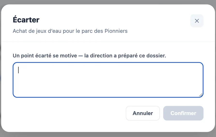 Fenêtre Écarter, motif obligatoire
