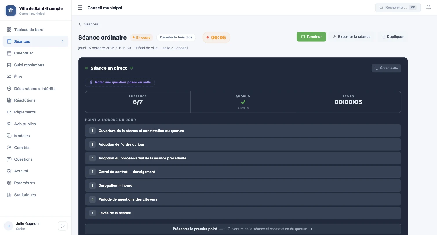 Console du direct après l'ouverture