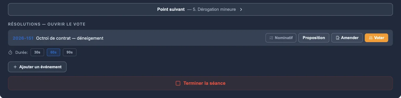 Zone Résolutions — Ouvrir le vote