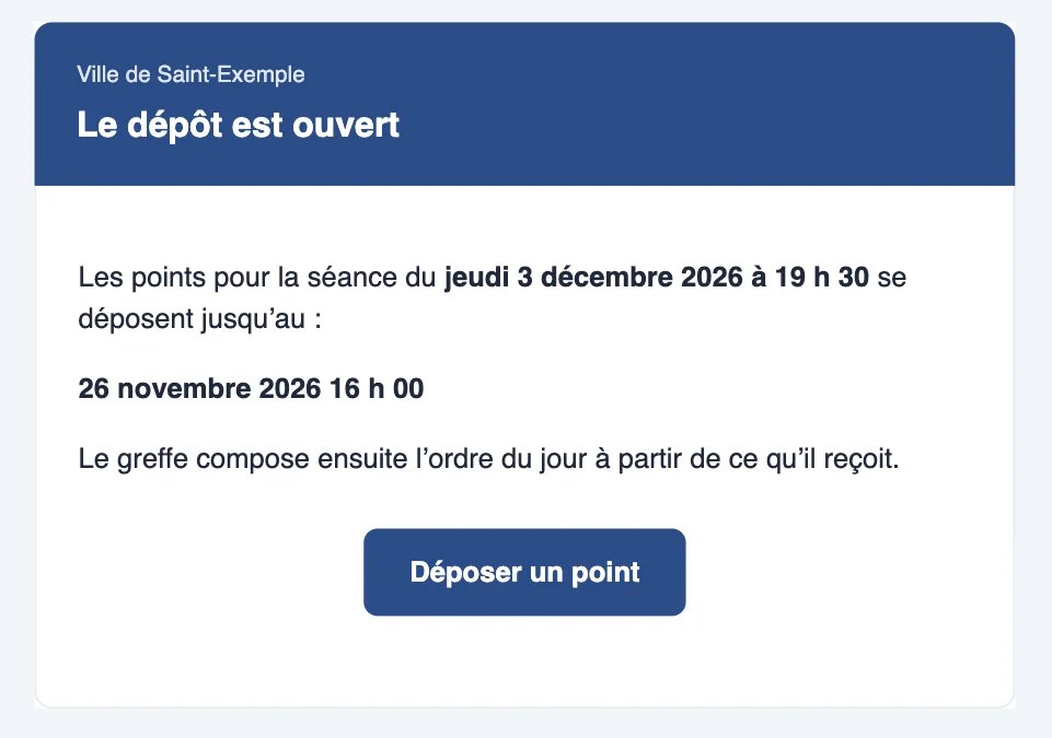 Courriel Déposez vos points