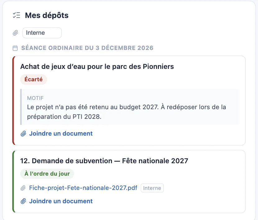 Mes dépôts après arbitrage