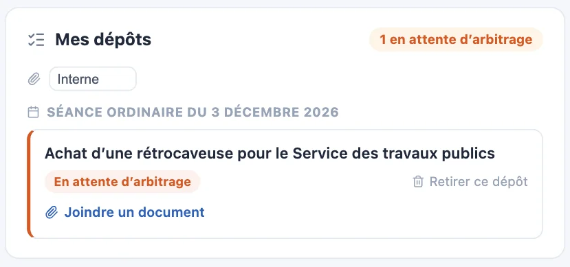 Mes dépôts : point en attente d'arbitrage