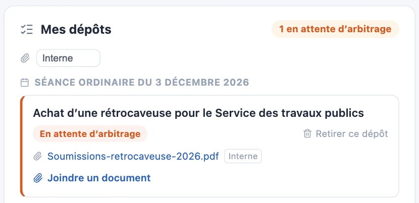 Mes dépôts : pièce jointe ajoutée