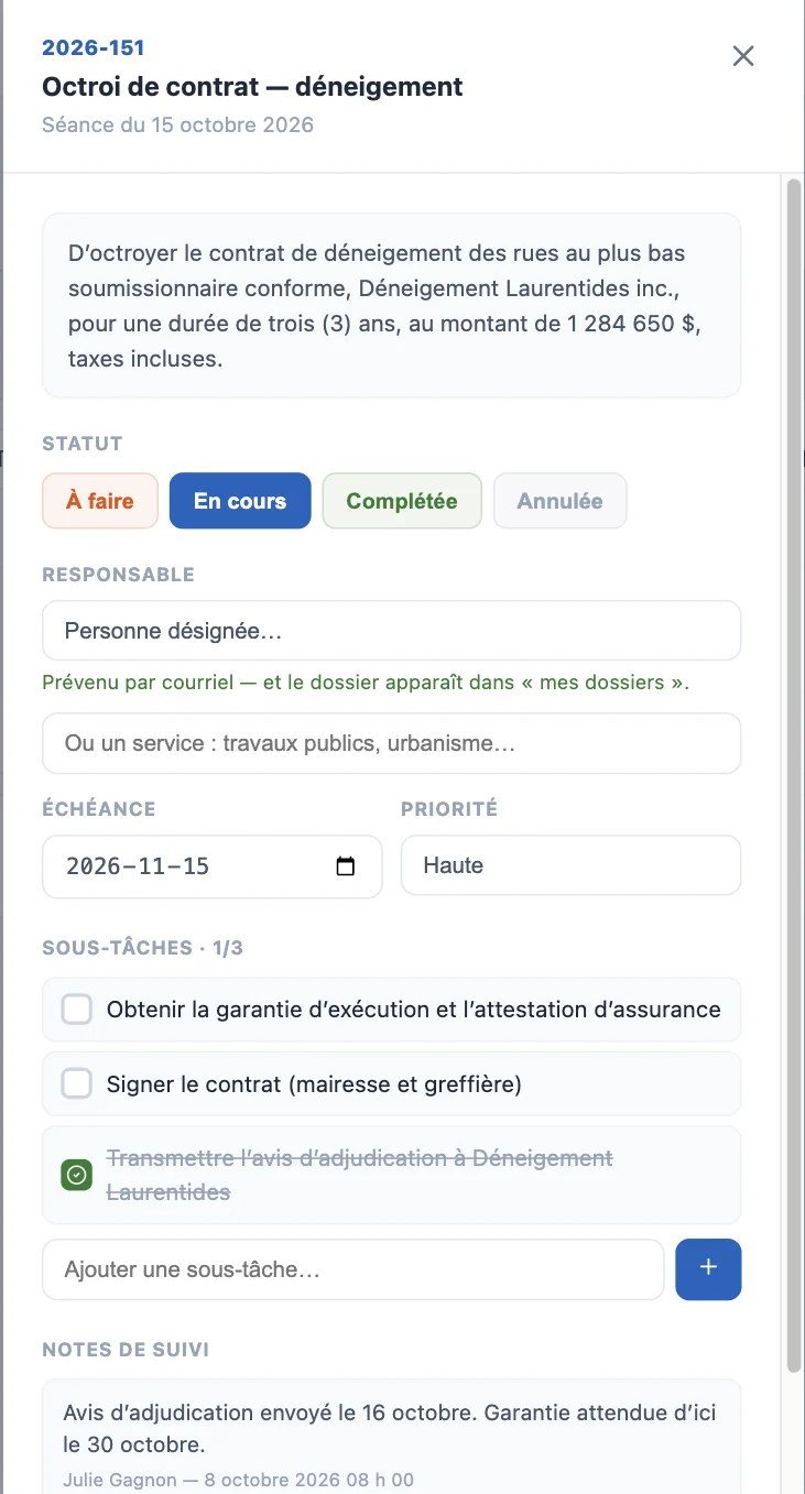 Panneau d'un dossier, côté direction