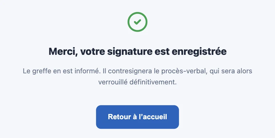 Merci, votre signature est enregistrée