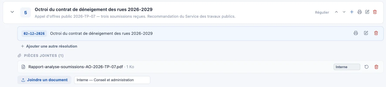 Point déplié avec sa résolution et une pièce jointe
