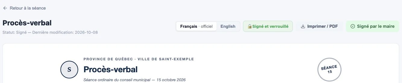 PV signé et verrouillé